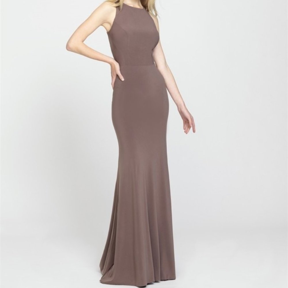 Madison James 19-104 Prom Formal Long Dress Mocha 6 Pre Owned